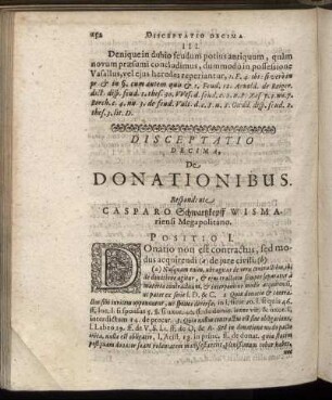 Disceptatio Decima. De Donationibus.
