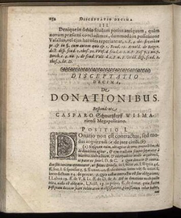 Disceptatio Decima. De Donationibus.