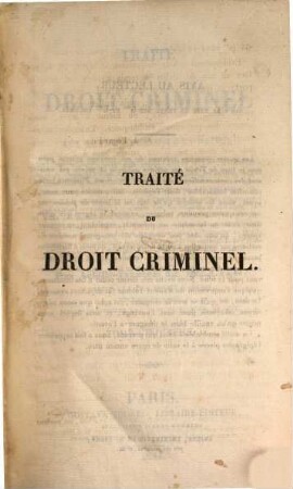 Traité du droit criminel, 5