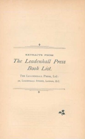Extracts from the Leadenhall Press book list