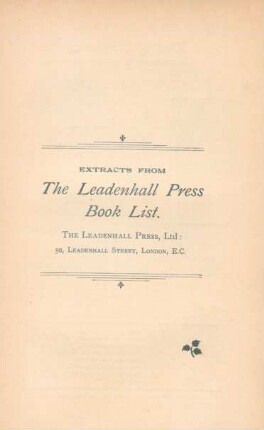 Extracts from the Leadenhall Press book list