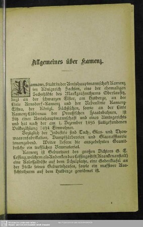 Allgemeines über Kamenz