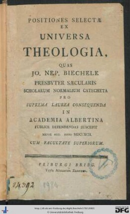 Positiones Selectae Ex Universa Theologia