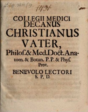 Pr. de medicamentorum praeparatione