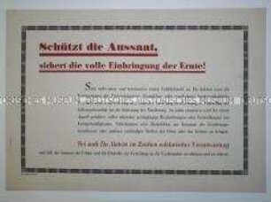 Maueranschlag mit einem Aufruf zum Schutz der Aussaat