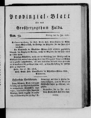 Num. 59., Ausgabe vom 30. Juli 1816
