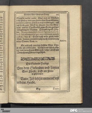 Die Siebende Predigt/ von dem Siebenden Wort Christi am Creutz.