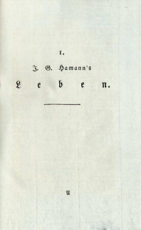 I. J. G. Hamann's Leben