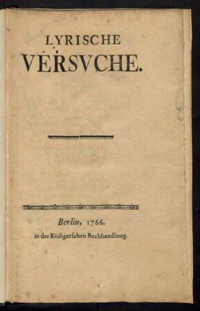 Lyrische Versuche