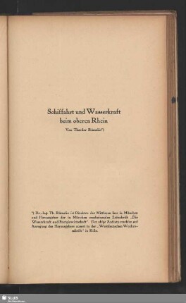 Schiffahrt und Wasserkraft beim oberen Rhein