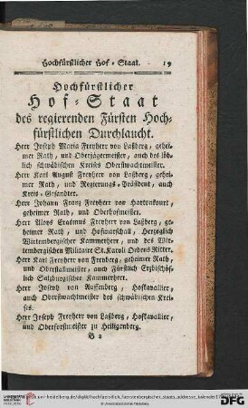 Hochfuerstlicher Hof-Staat