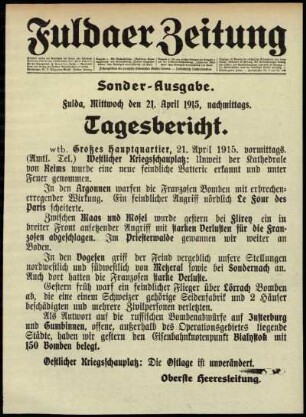 Ausgabe vom Mittwoch, den 21. April 1915.