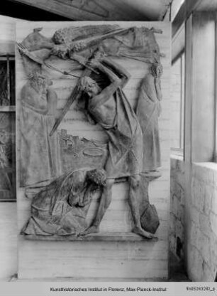Reliefserie mit Stadtpatronen italienischer Regionen : Enthauptung des heiligen Januarius, des Schutzpatrons von Neapel