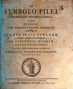De symbolo pilei commentatio historico-iuridica