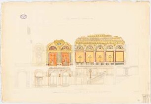Neues Theater (Oper), Frankfurt/Main: Längsschnitt mit Innenansicht 1:50