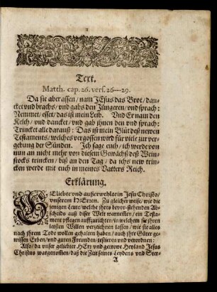 Text. Matth. cap. 26. vers. 26-29.