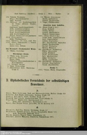 B. Einwohnerverzeichnis : B. Alphabetisches Verzeichnis der selbständigen Bewohner