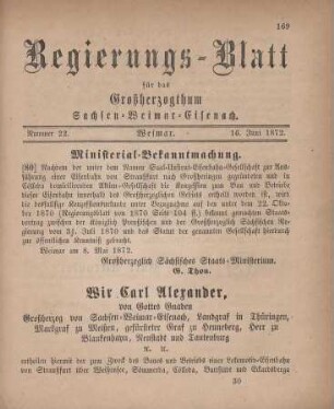 Nr. 22 : 16. Juni 1872
