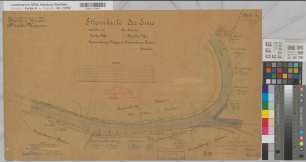 Ems Kanalisierung Blatt 14 Strecke Meppen Stromkarte von km 7,2 - km 8,5 Gem. Meppen, Borken, Hemsen 1891 1 : 2000 41 x 70 kol. Zeichnung A. Franke, Wasserbauinspektor Wasser- und Schiffahrtsdirektion Münster