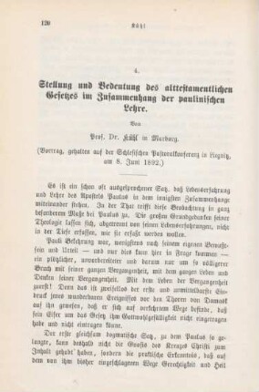 120-146 Stellung und Bedeutung des alttestamentlichen Gesetzes im Zusammenhang der paulinischen Lehre