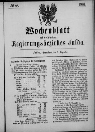 Nr. 98, Ausgabe vom 7. Dezember 1867