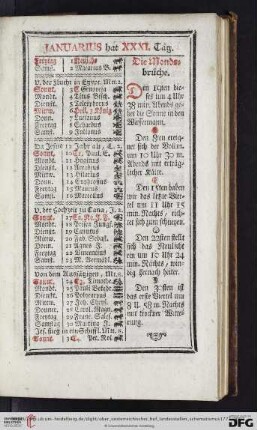 [Januarius hat XXXI. Täg. - December hat XXXI. Täg.]