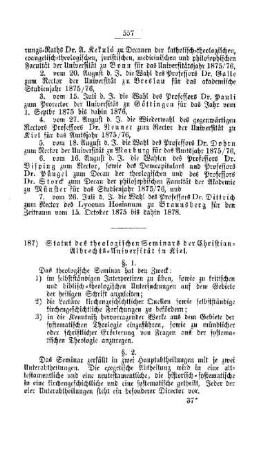 Statut des theologischen Seminars der Christian-Albrechts-Universität in Kiel : [II. Universitäten, etc.]