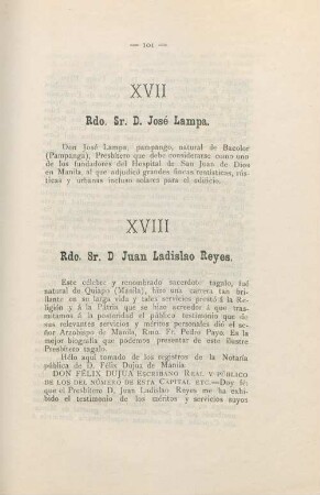 XVIII. Rdo. Sr. D. Juan Ladislao Reyes