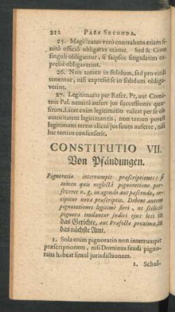 Constitutio VII. Von Pfändungen