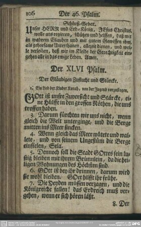 Der XLVI. Psalm : Der Gläubigen Zuflucht und Stärcke