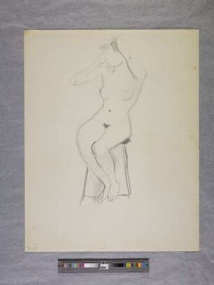 o. T. (sitzender Frauenakt; aus dem Aktzeichnen an der Burg Giebichenstein Halle)