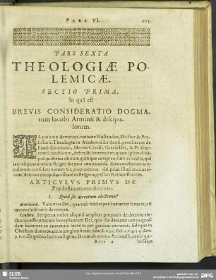 Pars Sexta Theologiae Polemicae