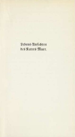 Lebens-Ansichten des Katers Murr