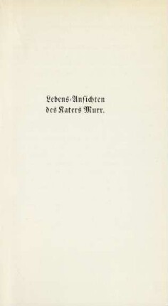 Lebens-Ansichten des Katers Murr