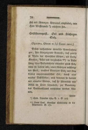 Hirschhorngeist, Oel und flüchtiges Salz. (Spiritus, Oleum et Sal Cornu cervi.)