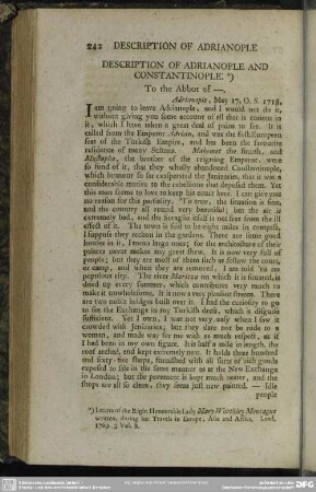 Description Of Adrianople And Constantinople