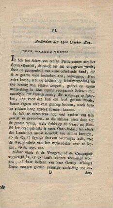 VI. Amsterdam den 15den October 1802