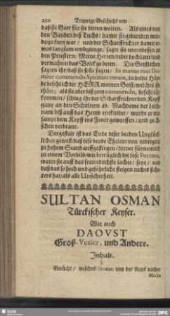 XV. Sultan Osman Türckischer Keyser. Wie auch Daoust Groß-Vezier, und Andere