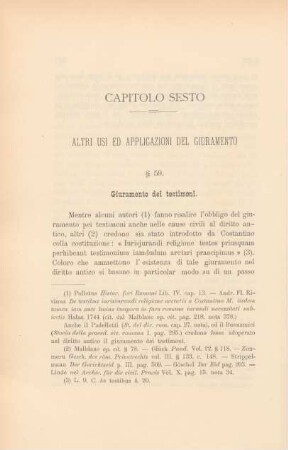 Capitolo Sesto. Altri Usi ed Applicazioni del Giuramento