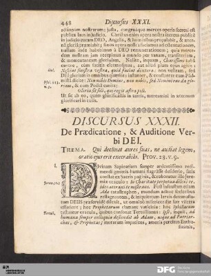 Discursus XXXII. De Prædicatione, & Auditione Verbi Dei
