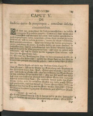 Caput V. De Indiciis certis & propinquis , omnibus delictis communibus