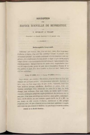 Description D'une Espece Nouvelle De Buprestide