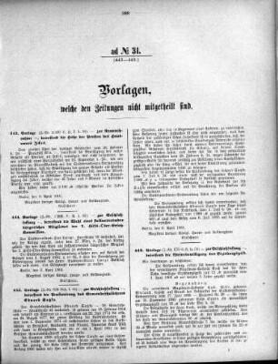 Anlage: ad No.31 (443-449), Vorlagen, welche den Zeitungen nicht mitgeteilt sind