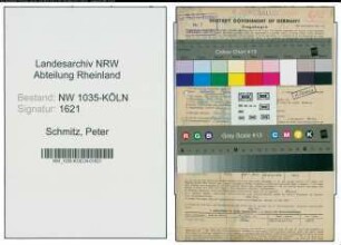Entnazifizierung Peter Schmitz , geb. 15.06.1882 (Werkmeister)