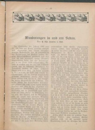 Wanderungen in und um Sedan. Von P. Chr. Hansen in Kiel.