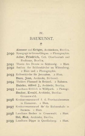 IV. Baukunst