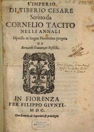 L' Imperio di Tiberio Cesare : nelli Annali