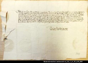 Schreiben des Hero von Dornum an den Grafen Edzard I. von Ostfriesland über seine Teilnahme an der Münsterschen Fehde = OUB II, Nr. 1402, S. 420 Siegel verloren