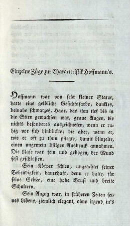 Einzelne Züge zur Characteristik Hoffmann's