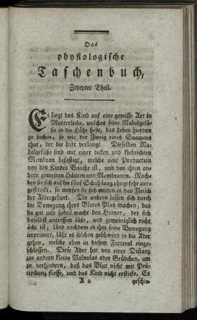 Das physiologische Taschenbuch, Zweyter Theil.